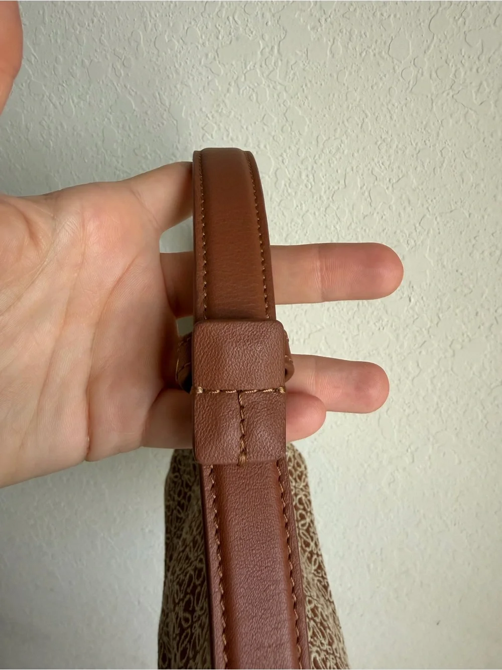 Loewe Small Anagram Cubi Bag Brown Jacquard and Leather